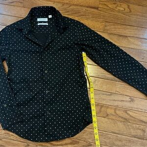 Calvin Klein Men's Black and Silver Polka Dot Shirt